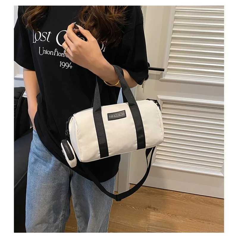 New Fashion Sports Casual Cylindrical Bag for Women 2024 New Simple Handbag Large Capacity Travel Shoulder Crossbody Bag Y250319