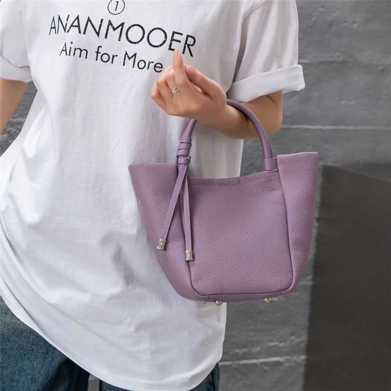 Burminsa Cowhide Leather Handbag for Women 2025 Luxury Designer Basket Shopping Women Shoulder Cross Bag Y250320