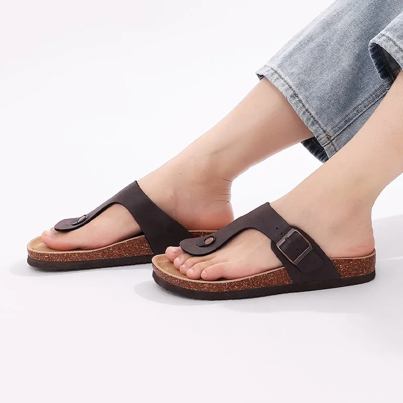 Comwarm Clogs Womens Sandals Fashion Cork Mens Flat Mule with Adjustable Buckle Outdoor Non slip Beach Slide 250321BJ - view 7