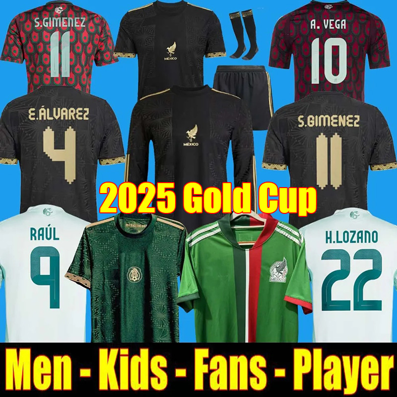 2025 Mexico Gold Cup Kit Mexican Soccer Jerseys H.LOZANO GIMENEZ CHICHARITO 24 25 Fans Player Version Mexiko Kids Sets Football Shirt Uniform