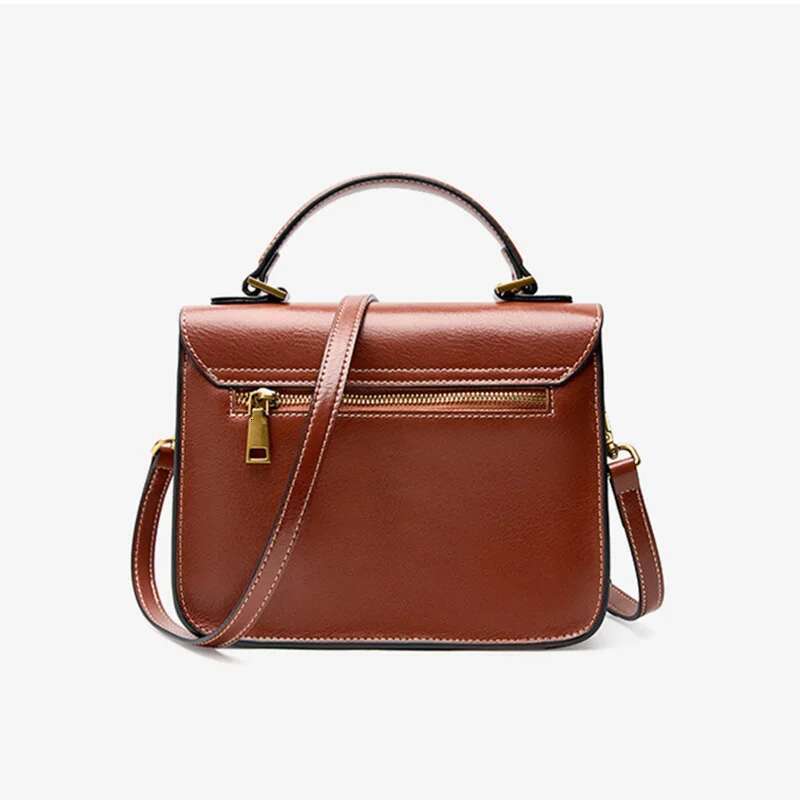 100% Genuine Women Shoulder Bags Retro Small Totes Soft Leather Ladies Messenger Bag Female Classic Satchels Brown 2023