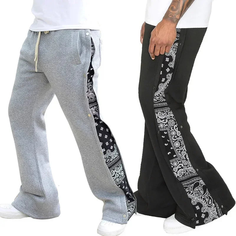 Spring and summer street hiphop provides men with casual sports pants loose open top flower wide leg 250320