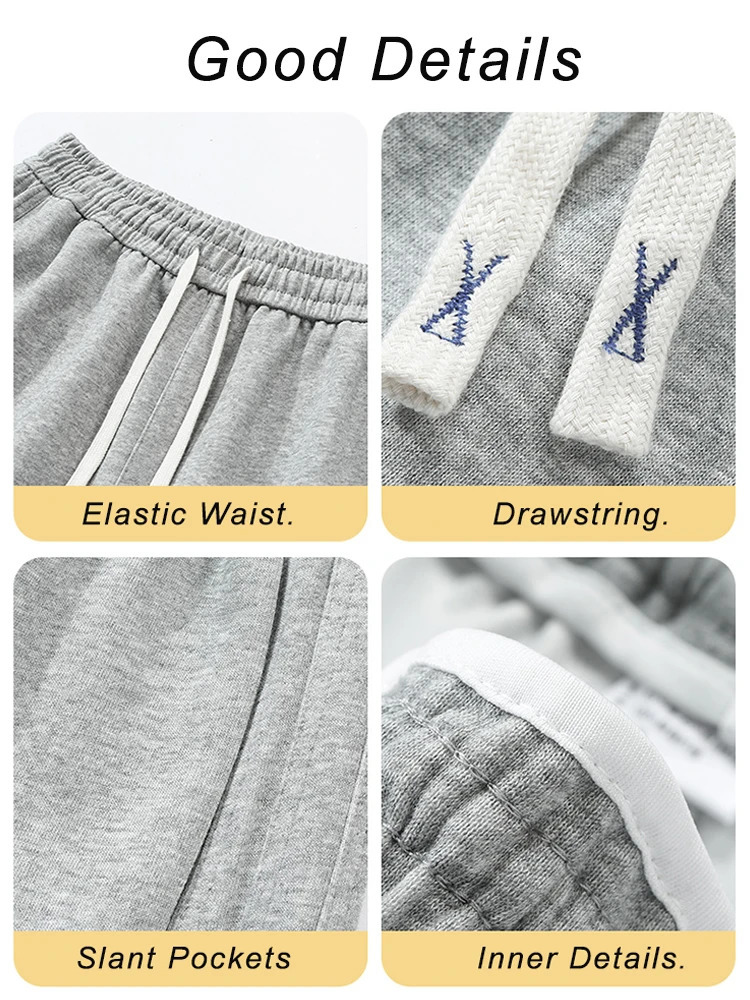 Summer Track Pants Men Light Thin Breathable Cotton Straight Sweatpants Drawstring Solid Color Sportswear Loose Home Trousers 250320