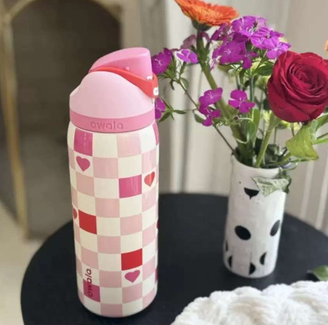 US Stock OWALA Cups 24Oz 32Oz Large Capacity Stainless Steel Tumblers Insulated Cup Outdoor Sports Tied And True Pink Bows Water Bottles