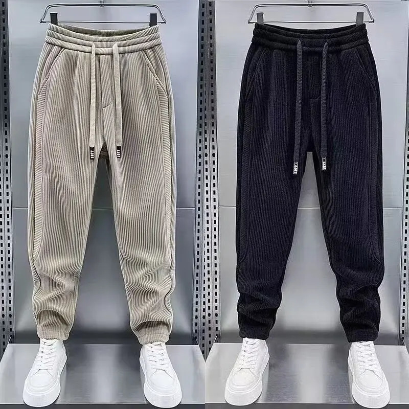 Mens plus size mens winter clothing loose pants gym Trouser sports tracking goods brush 250320