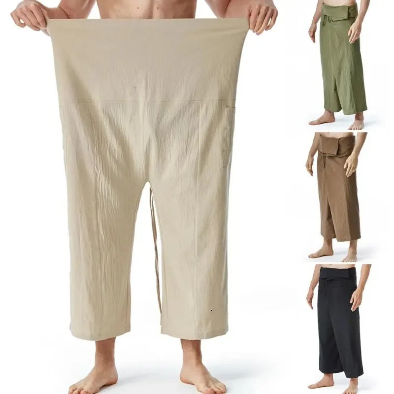Thai Fisherman Pants Breathable Martial Arts Wide Legs Trendy Loose Fit Men Yoga Trousers Daily Life men pants 250320