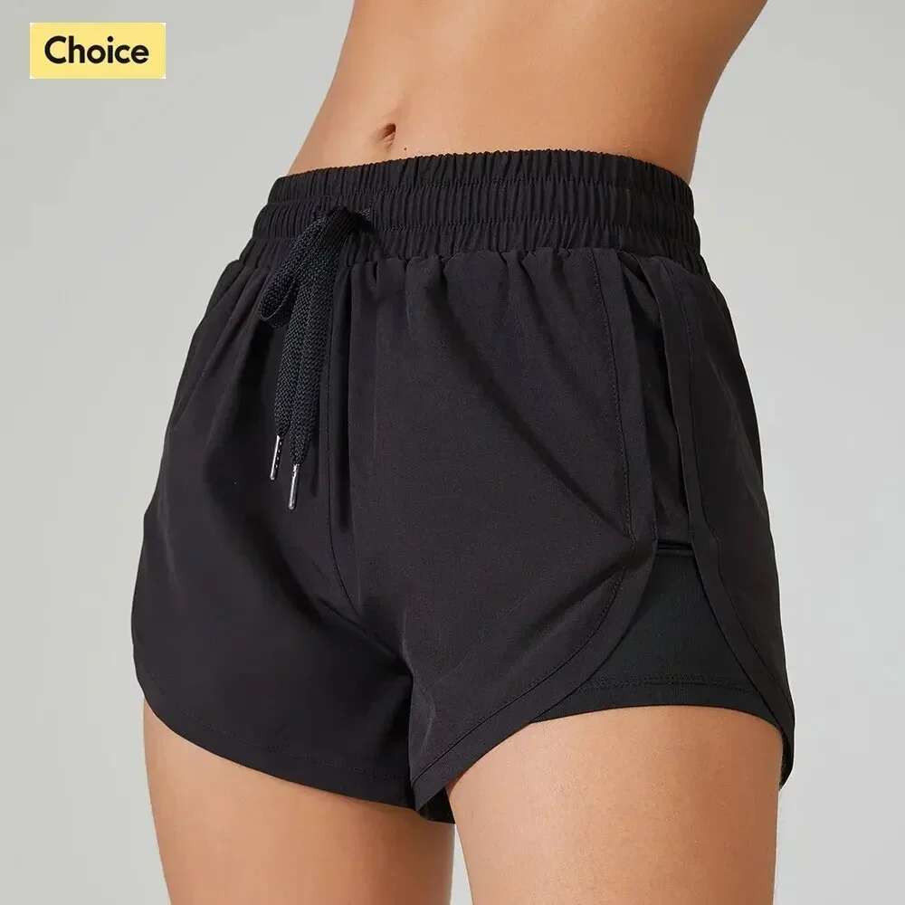 2 In 1 Women Running Yoga Clothes Fiess Elastic Summer Workout Female Jogging Leggings For Ladies Gym Sport Shorts