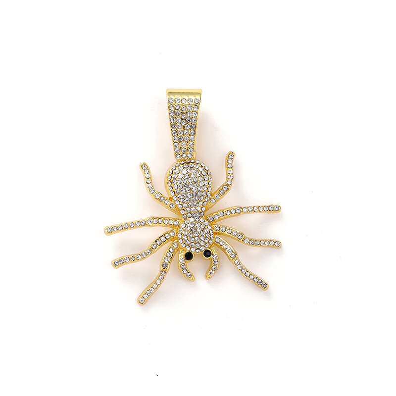 Hip hop buckle with dia inlay, thick Cuban chain spider pendant, personalized trendy hiphop men's insect necklace