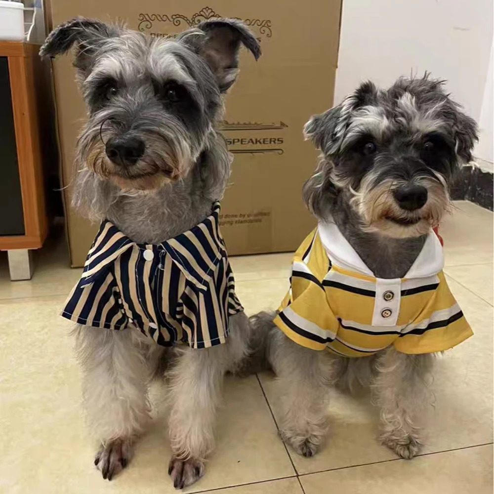 Classic Stripes Pet Polo Shirt Spring Summer Cat Dog Clothes for Small Dogs Schnauzer Yorkshire Puppy T-shirts for dogs 250318