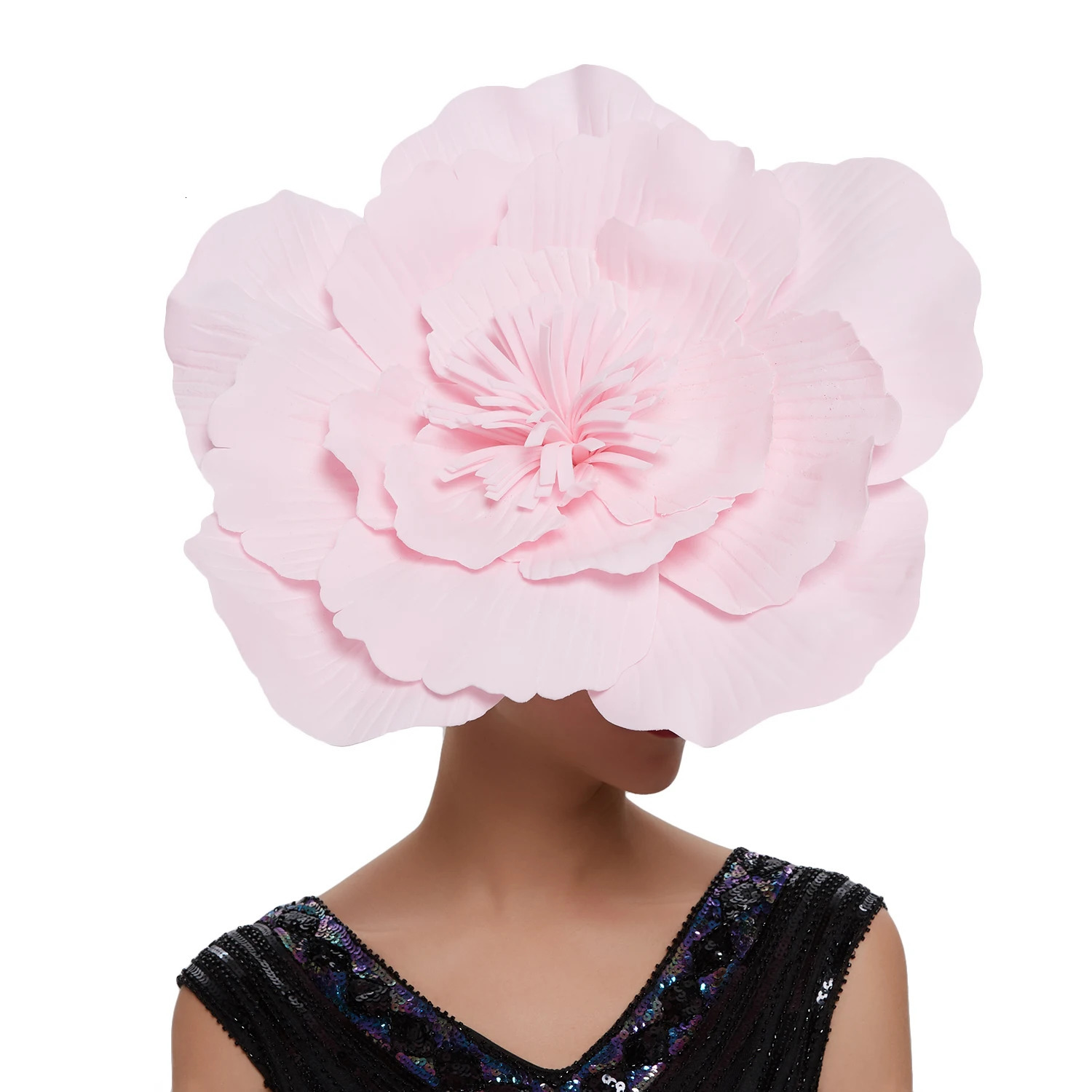 Womens large floral hair with bow charm hat headwear bridal makeup dance party pos hair accessories 250320