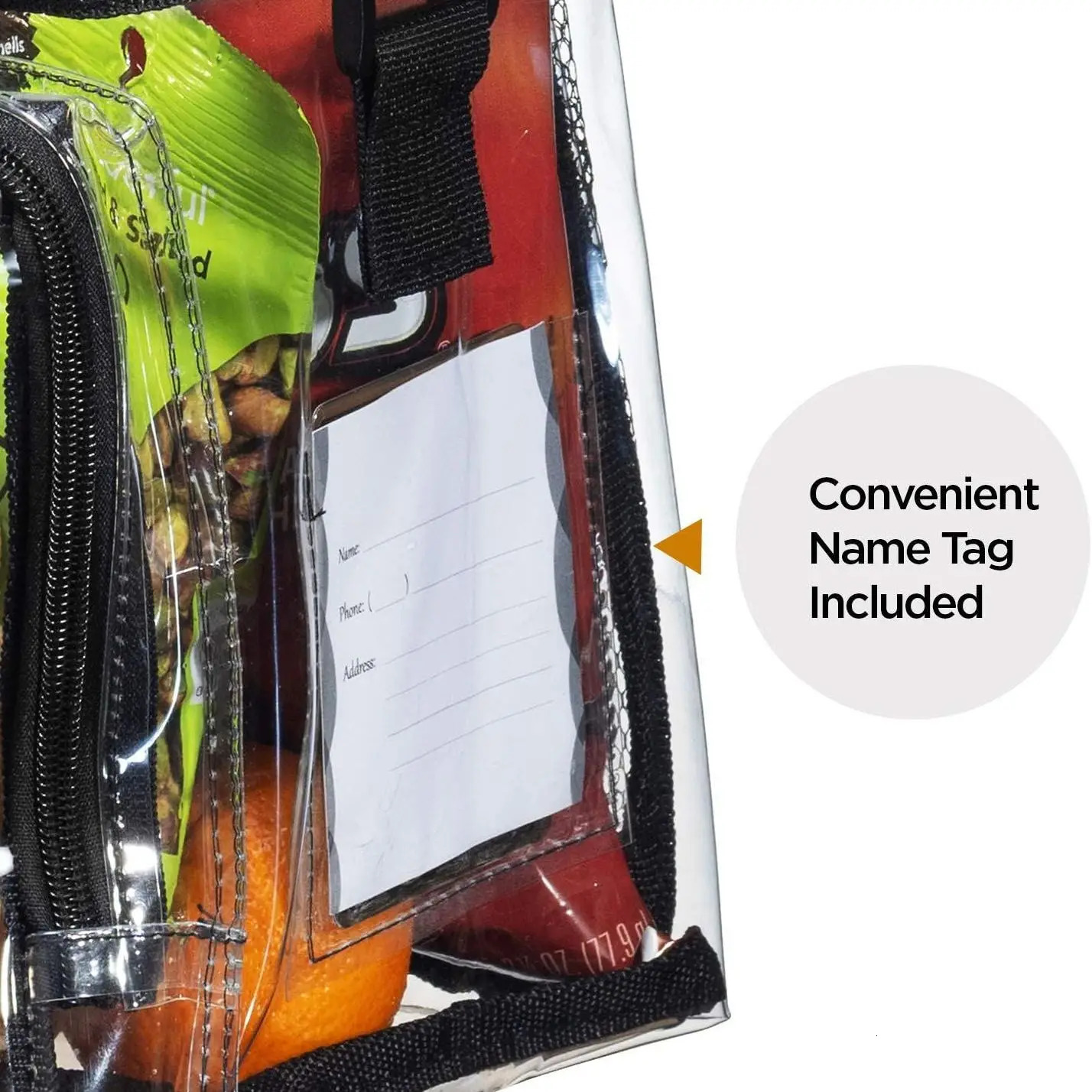 Cross PVC transparent lunch bag with adjustable shoulder straps front storage company mesh bag wild lunch bag 250320