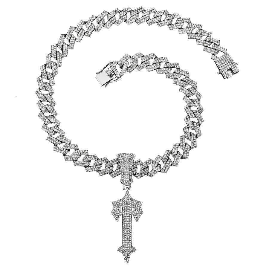 New alloy cross pendant with full dia Cuban chain hip-hop niche legendary big sword accessory