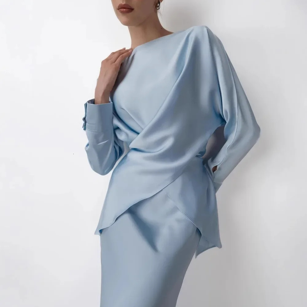 Elegant long sleeved top 2-piece set womens set European and American style freestanding made in China 250318