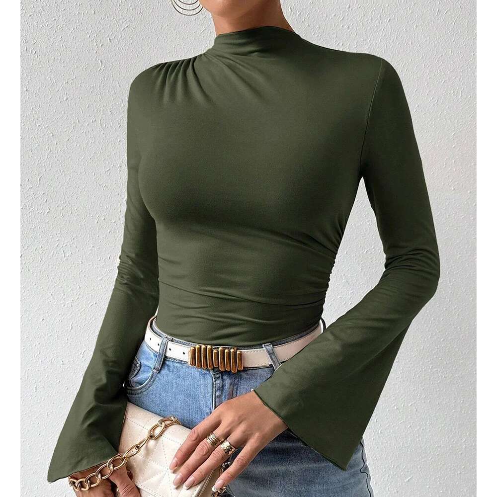 Mia Muse Women's Bodysuits Autumn Korean Solid Color Long Sleeve Round-Neck Casual Jumpsuits & Playsuits