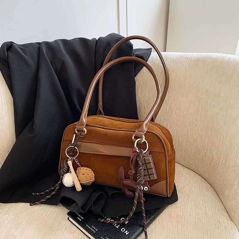 Retro Small NUBUCK Underarm Bags Women Autumn Winter 2024 New Y2K Korean Fashion Trend Shoulder Bag Lady Simple Solid Handbags Y250319