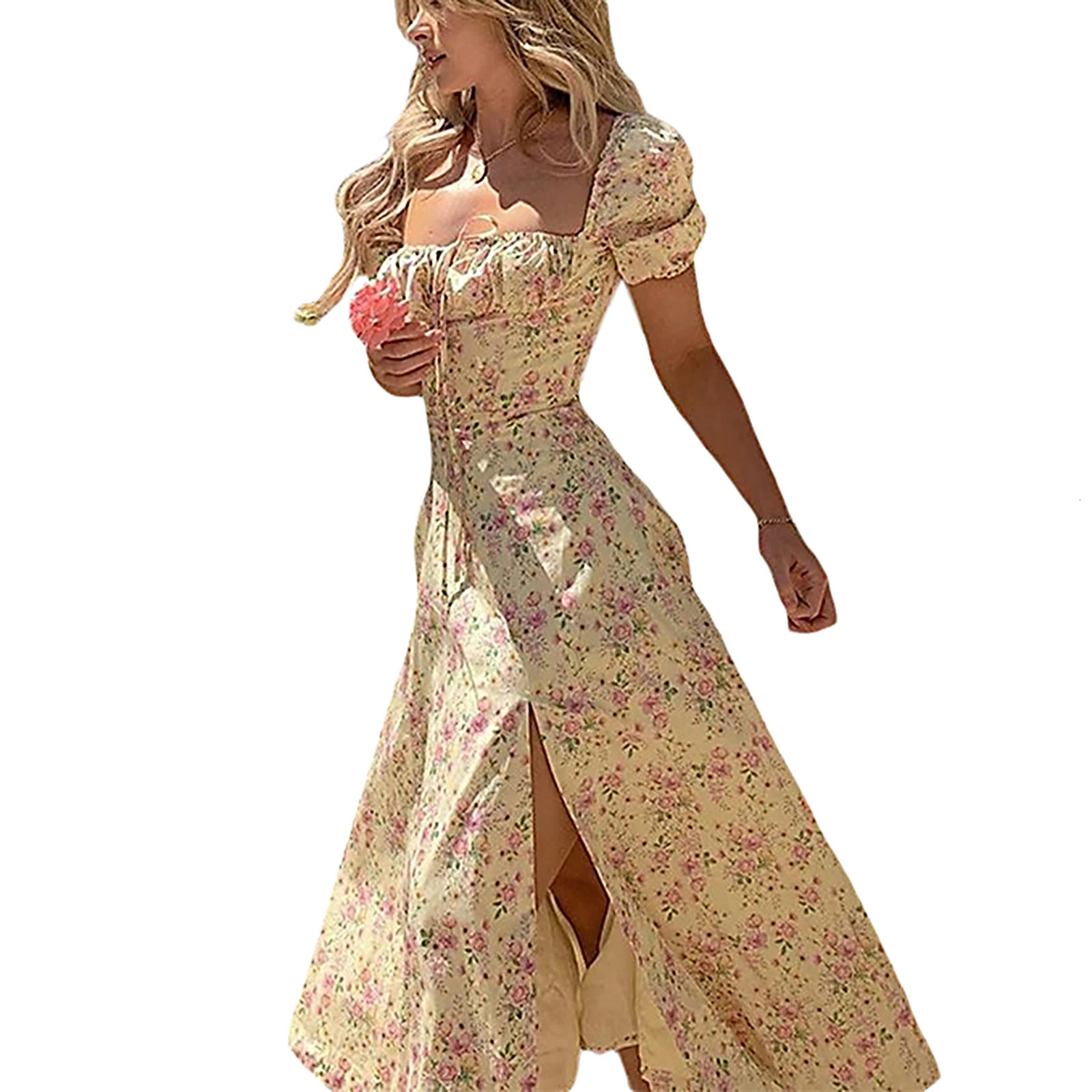 Womens summer dress Bohemian rope fashion printed lace sole womens clothing elegant short sleeved party 250320