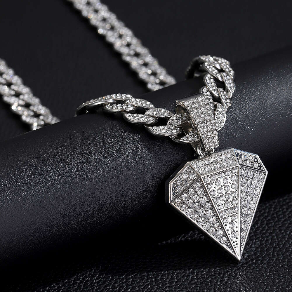 TEMU Hot Selg Full Dia Alloy Pendant Hip Hop Men's Personalized Simple Fashion Necklace