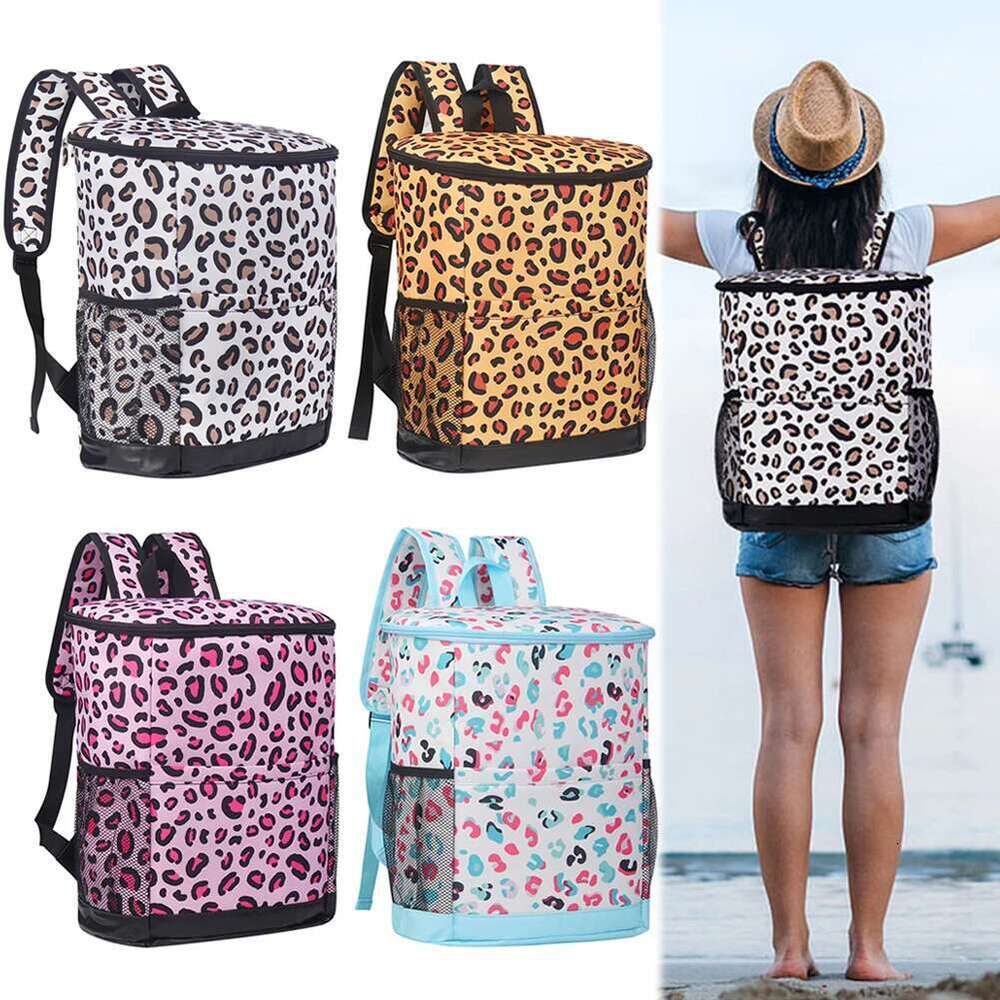 Cooler Bag Leopard Print Lunch Box Large Capacity Picnic Bags Travel Camping Backpack For Beach Hiking