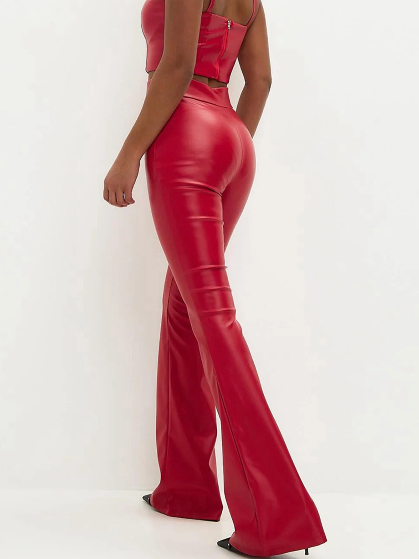 Sexy vintage black leather pants women High Waist y2k Leather Club party streetwear pants fashion Slim harajuku PU trousers 250320