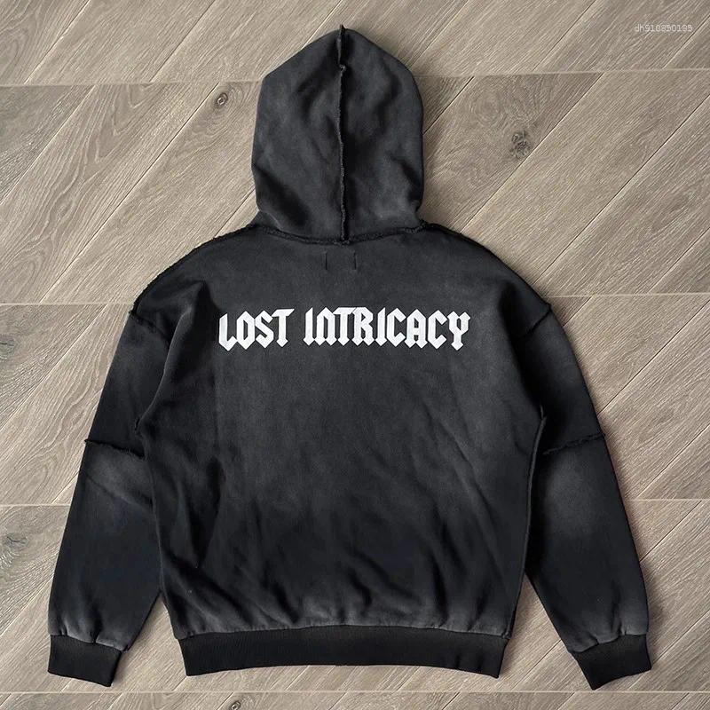 Men's Hoodies Zip-up Cardigan Lost Intricacy Hoodie Vintage Washed Logo Pattern Printed Autumn High Quality Casual Fashion Jackets