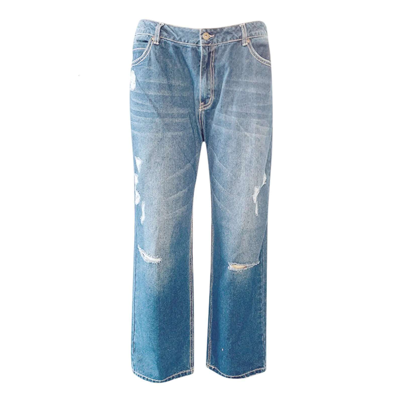 Designer Jeans Straight Leg Casual Jeans Women's Waist Work Pants Slit Hem Low Waist High Waist Elastic Oversized Men's Jeans Sportswear