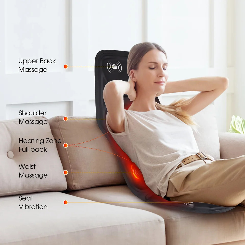 Electric Back Massager Infrared Full-Body Massage Chair Cushion Heating Vibrator Car Home Office Lumbar Neck Mattress Chair Mat 250321