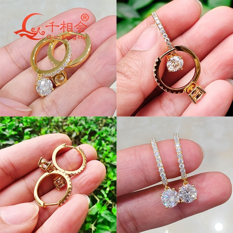 6.5mm1ct half around round shape 925 silver white color D VVS moissanite stone ear stud Earing gift dating women wedding