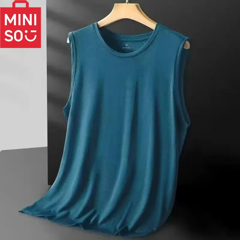Mini ice silk vest mens mesh quick drying summer sleeveless T-shirt wide shoulder plus size sports fitness mens hollow K 250318