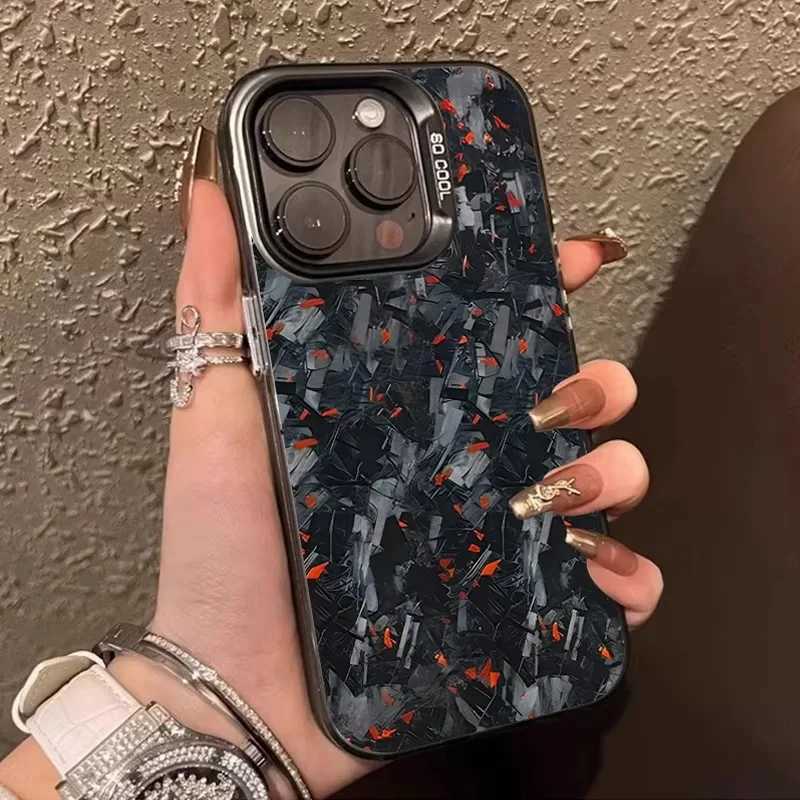 Forged Carbon Fiber Printing Phone Case for 16 15 14 12 11 Pro Max XS X XR 8 7 Plus SE 2020 Shockproof PC Back CoverXJ250321