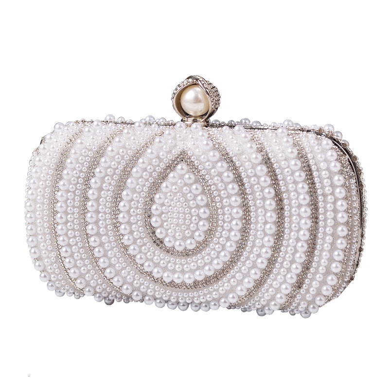Elegant Vintage Pearl Evening Clutch Designer Wedding Handbag For Women European American Fashion Purses Ladies Handbags R250321