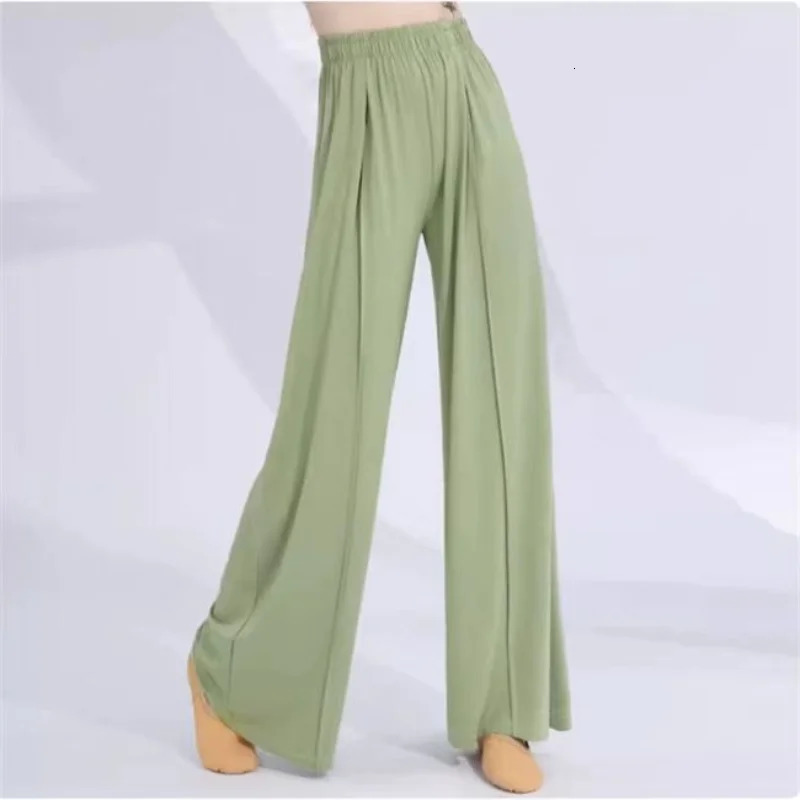 Casual matching elastic waist womens wide leg pants loose Trouser color sportswear dance training basic trend 250320