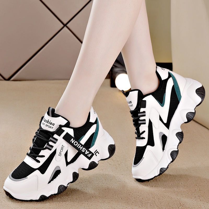 2025 new thick soled height increasing white shoes designer fashionable, casual, breathable student sports shoes