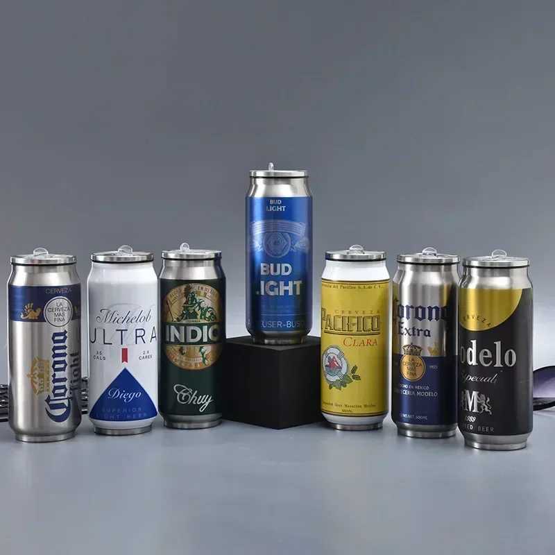 500ML hot beverage with straw cola can Termos Para Cafe beer bottle 304 stainless steel beer cold drink Garrafa T rmica X250321