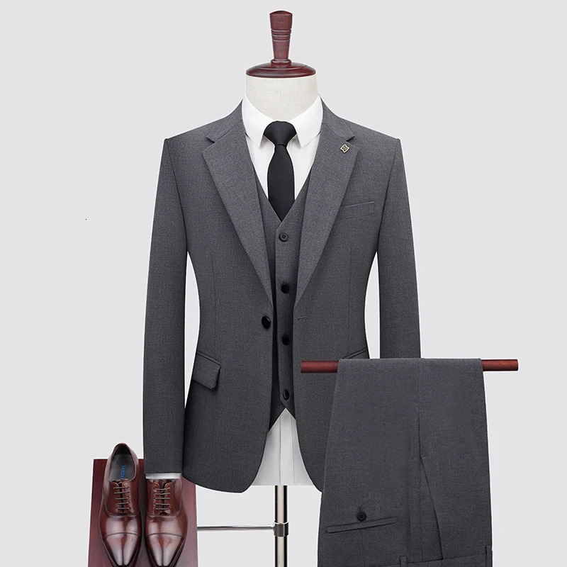 2024 Big Size Mens Summer Thin suit Vest Trousers One Button Fashion Handsome Business Suit Dress Threepiece Set 250311