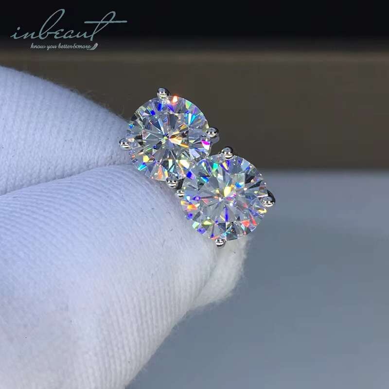 Sier Original Total 8 Carat Round Brilliant Cut Dia Test Past D Color Moissanite Stud Earrings for Women Fine Jewelry