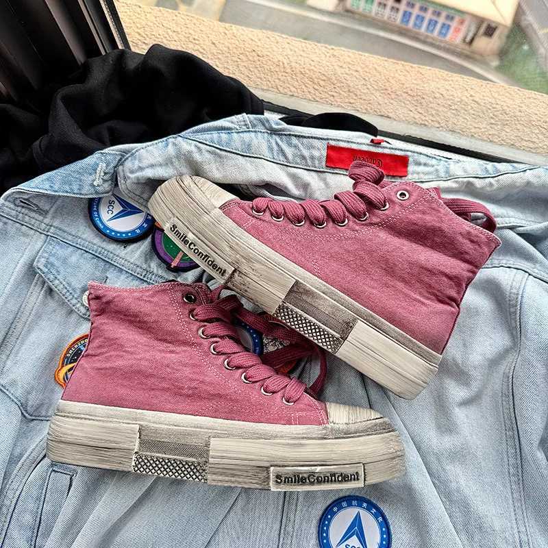 New retro canvas shoes mens high platform skateboard shoes mens streetwear mens Vcanize shoes zapatillas de Lona Y250320