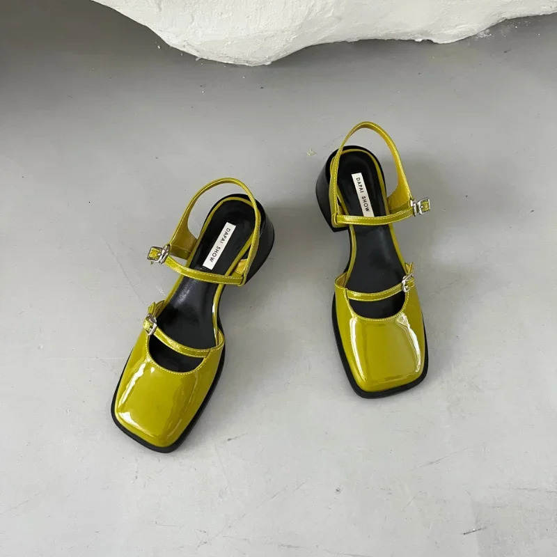 Retro square toe summer sandals womens thick high heels Mary Janes pump y ner suspenders 3539 250321BJ - view 5