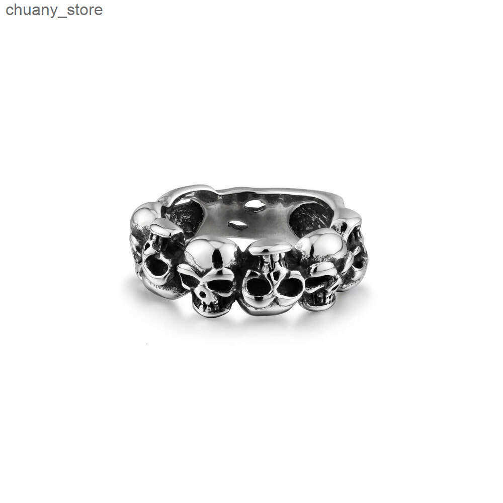 Solitaire Ring Xuan Hao Mens Punk Hip Hop Skull Head American Trendy Brand Titanium Steel Tail Ring HIPHOP Street Jewelry z250321