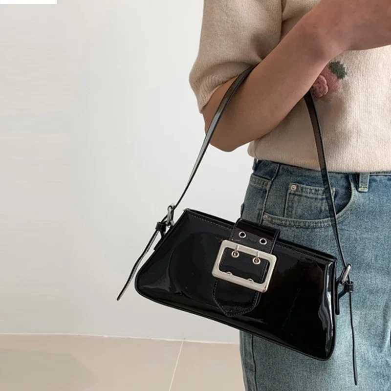 Womens handbag new shoulder bag luxurious design smooth PU leather armrest bag party fashion handbag patented leather silver bag Y250320