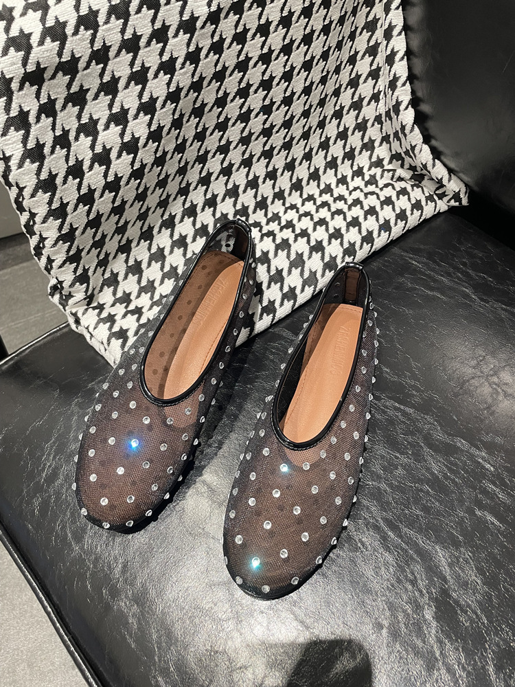 New spring and summer fashion round-toe rhinestone Mary Jane flat shoes for women comfortable ballet dancing shoes