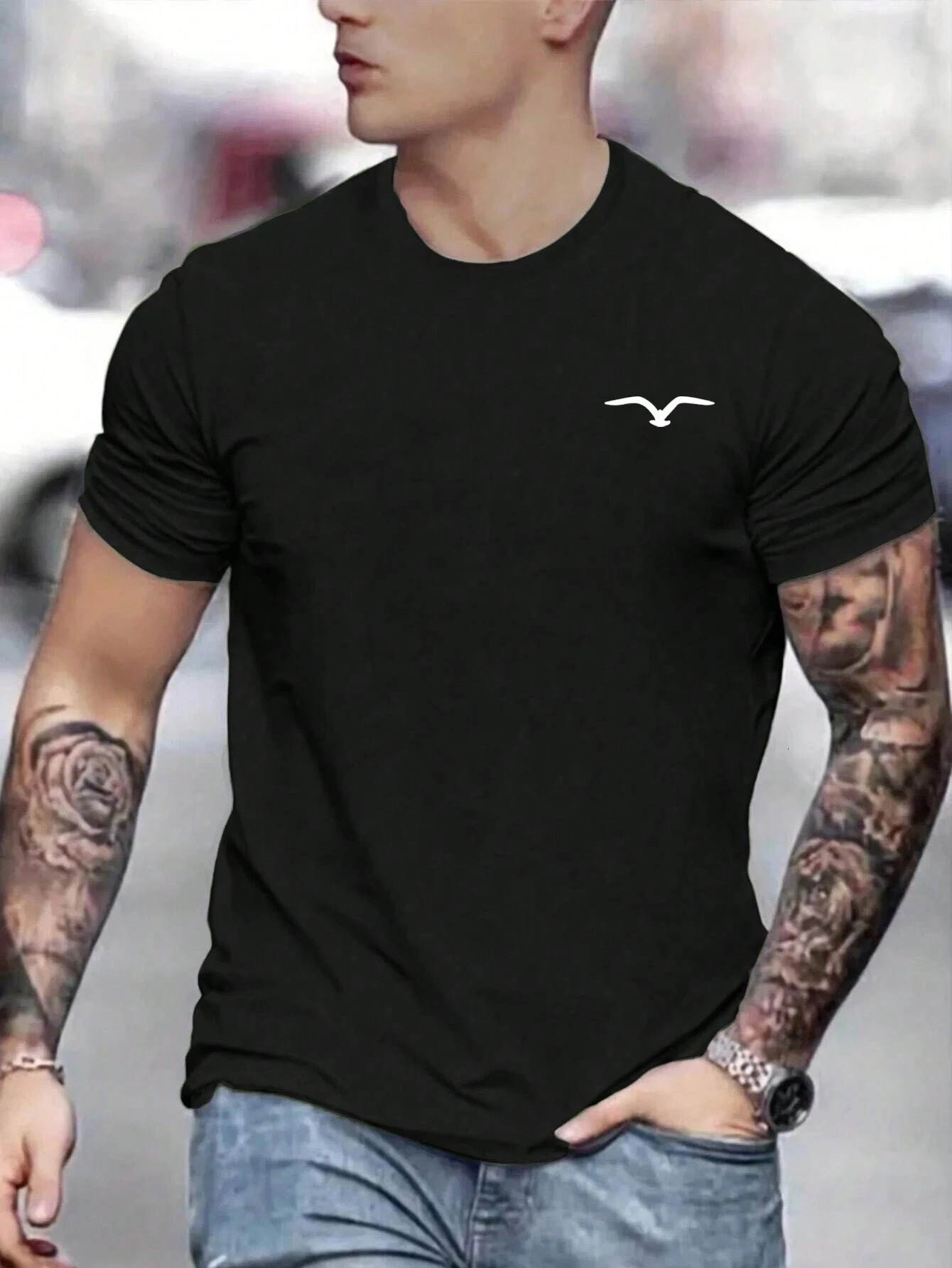 Seagull Men Cotton Tshirt Fashion Big Size Top Casual Short Sleeve Streetwear Classic Arrival Tee S4XL 250312