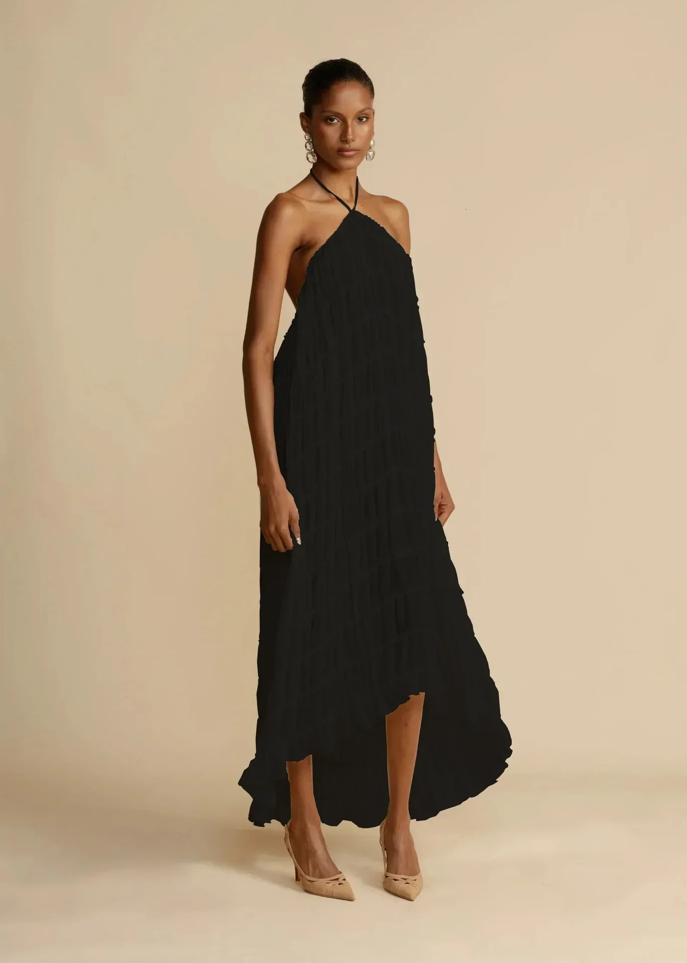 Spring Women Skirts Set Black Halter Backless Vest Lace Up Skirts Sexy Sets Female Casual Elegant Trendy Ladies Clothes 250318