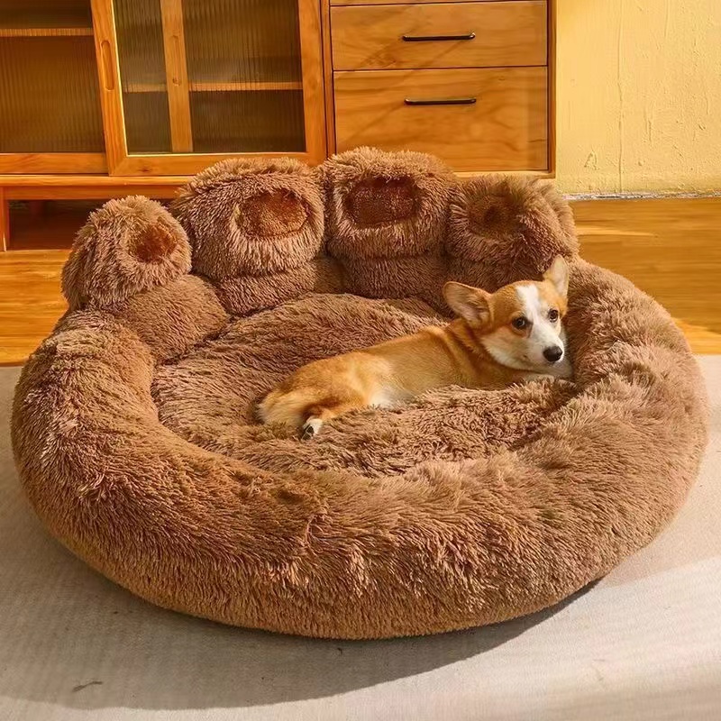 Comfortable Wool Fiber Round Cat and Dog Bedding - Indoor Pet Sleeping Nests