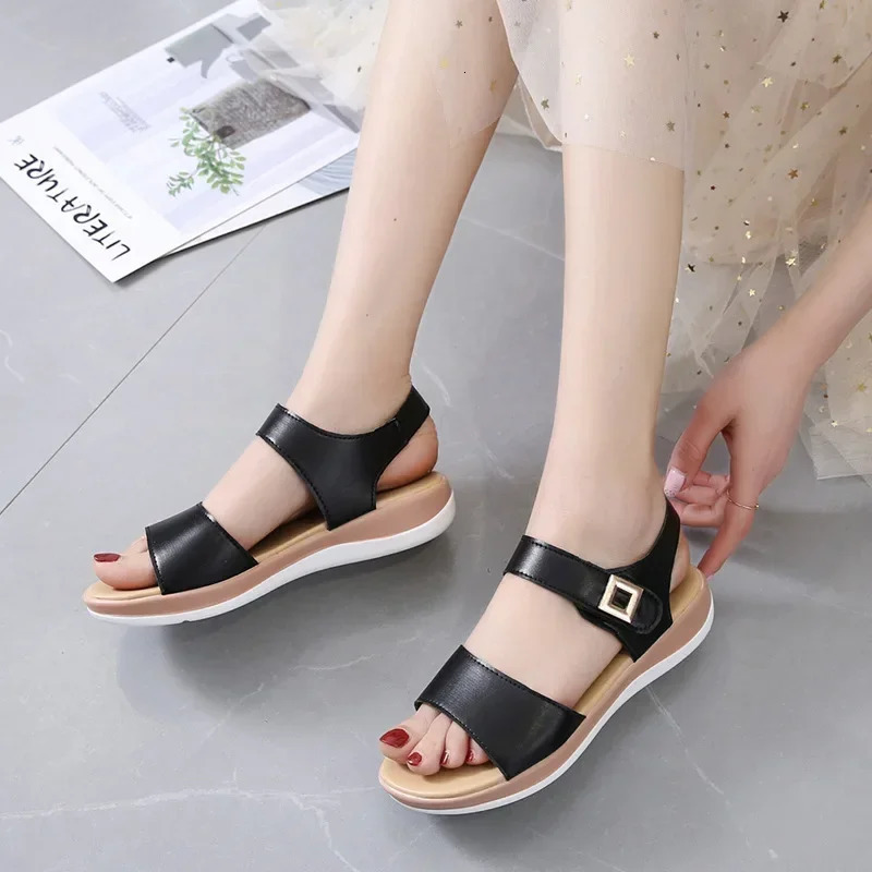 Women Sandals Comfy Roman Wedge Low Heels Beach Shoes Retro Womens Fashion 250321BJ - view 5