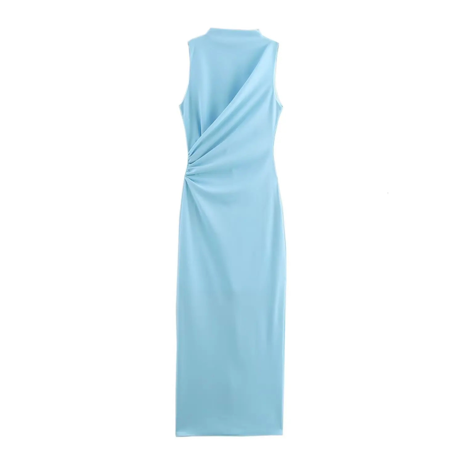 Womens long leather pleated decoration Midi dress highend elegant slim generous 250320