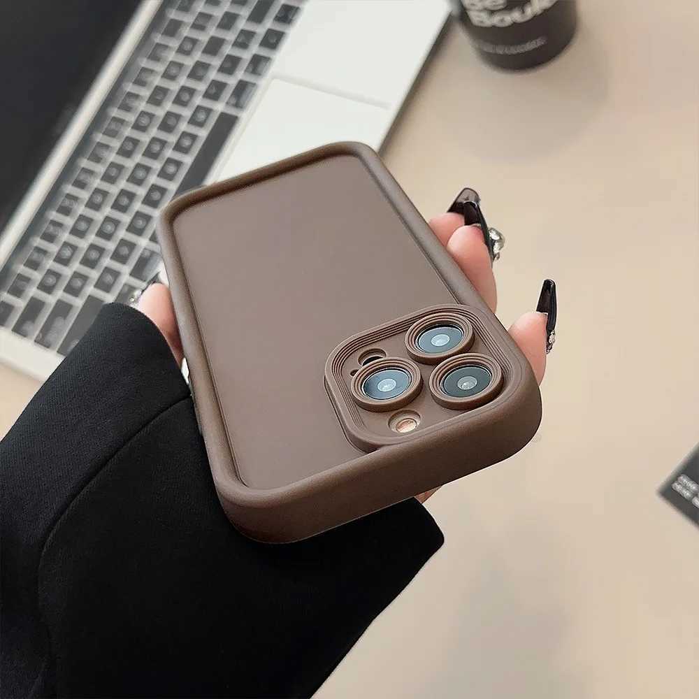 Beige brown black fashionable phone case 15 14 13 11 Pro Max Plus 7 8 SE X XR XS Max ultra-thin protective shock-absorbing coverXJ250321