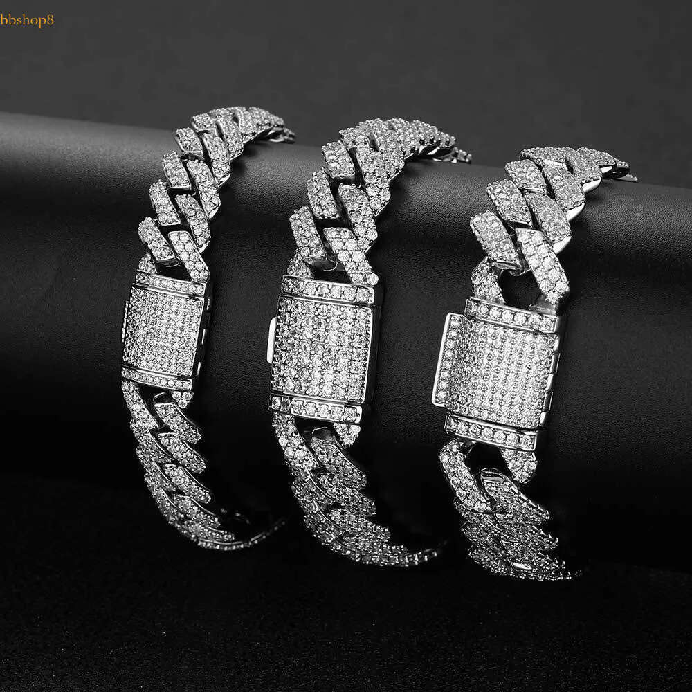iced out k bracelet for men micro inlaid bg dia 10mm 12mm 14mm width cuban chain bracelets hip hop mens designer jewelry woman Christmas gift