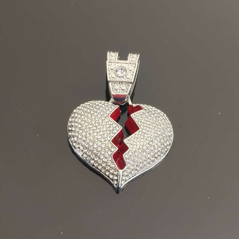 Hot selg Instagram fashion style alloy full dia pendant necklace, men's and women's hip-hop broken heart sweater chain