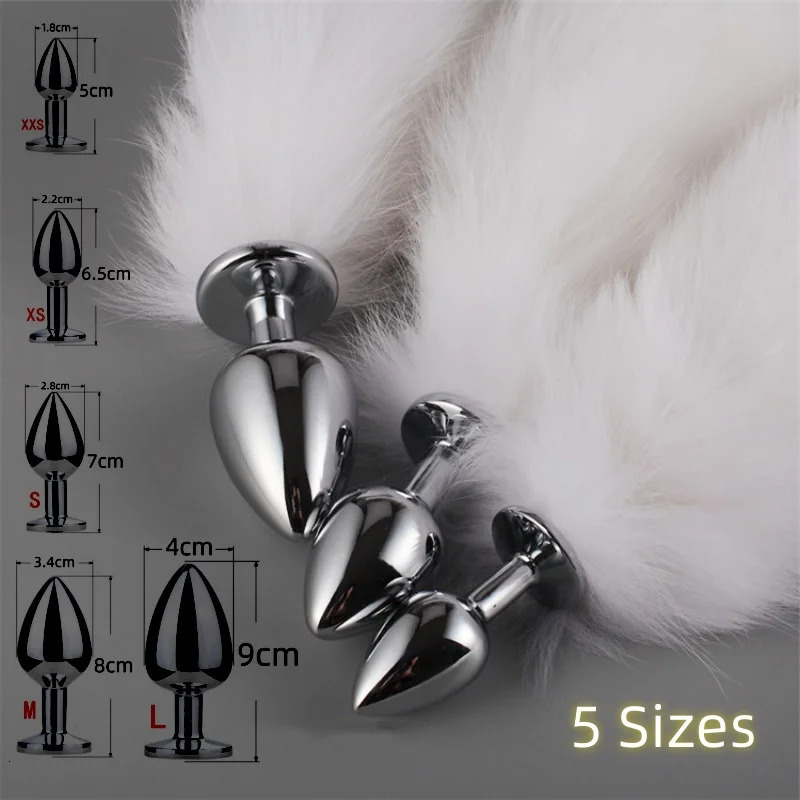 5 Sizes Metal Butt Plug Fetish Fox Tail Intimate Toys Bdsm Anal Extender Dilator Sex Shop Products Erotic Games Goods For Adults 250320
