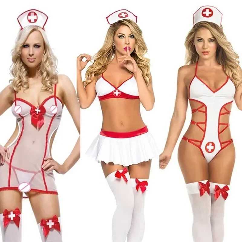 Doctor Nurse Uniform Women Sexy Cosplay Lingerie Costumes Bra with Panties and Headband Exotic Set Babydoll Porno Suit W250321